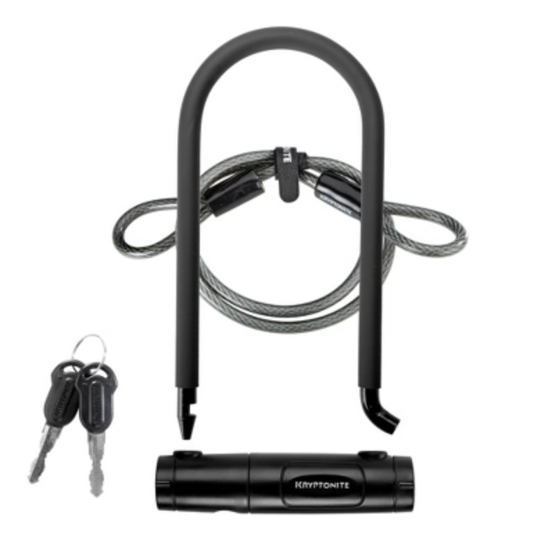 Kryptonite U-Lock Bicycle Lock & Cable - 12mm:Key Lock, Black, Bike Security