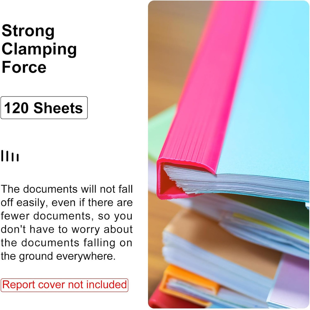 20Pcs Binding Bars, 15Mm Binding Bars Slide Grip 120 Sheets Capacity A4 Size Rep