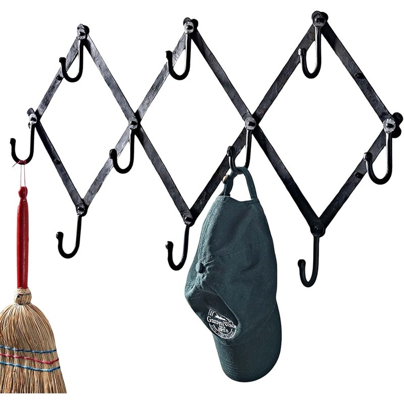 Expandable Wall Mount Coat Rack W/ 10 Durable Hooks Entryway Organization New