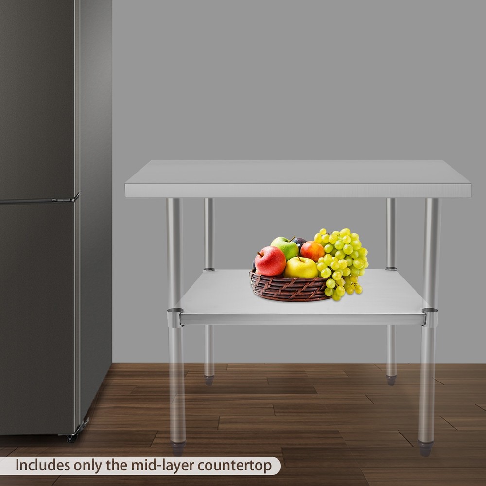 Stainless Steel Table Adjustable Lower Shelf Under Shelf Rectangular Work Table