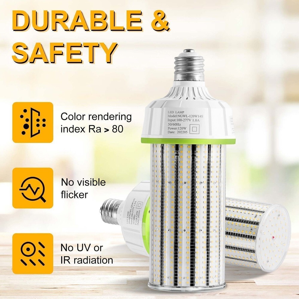 6Pack 120W LED Corn Light Bulb E39 Base Warehouse Workshop Garage Lighting 5000K