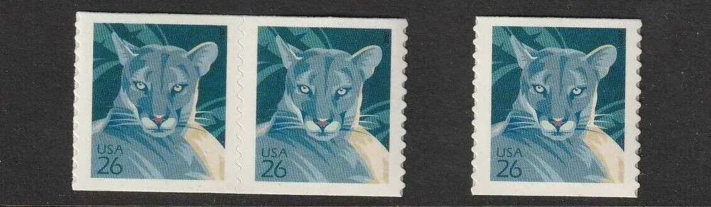 US, #4141  Florida Panther coil pair and single,  MNH