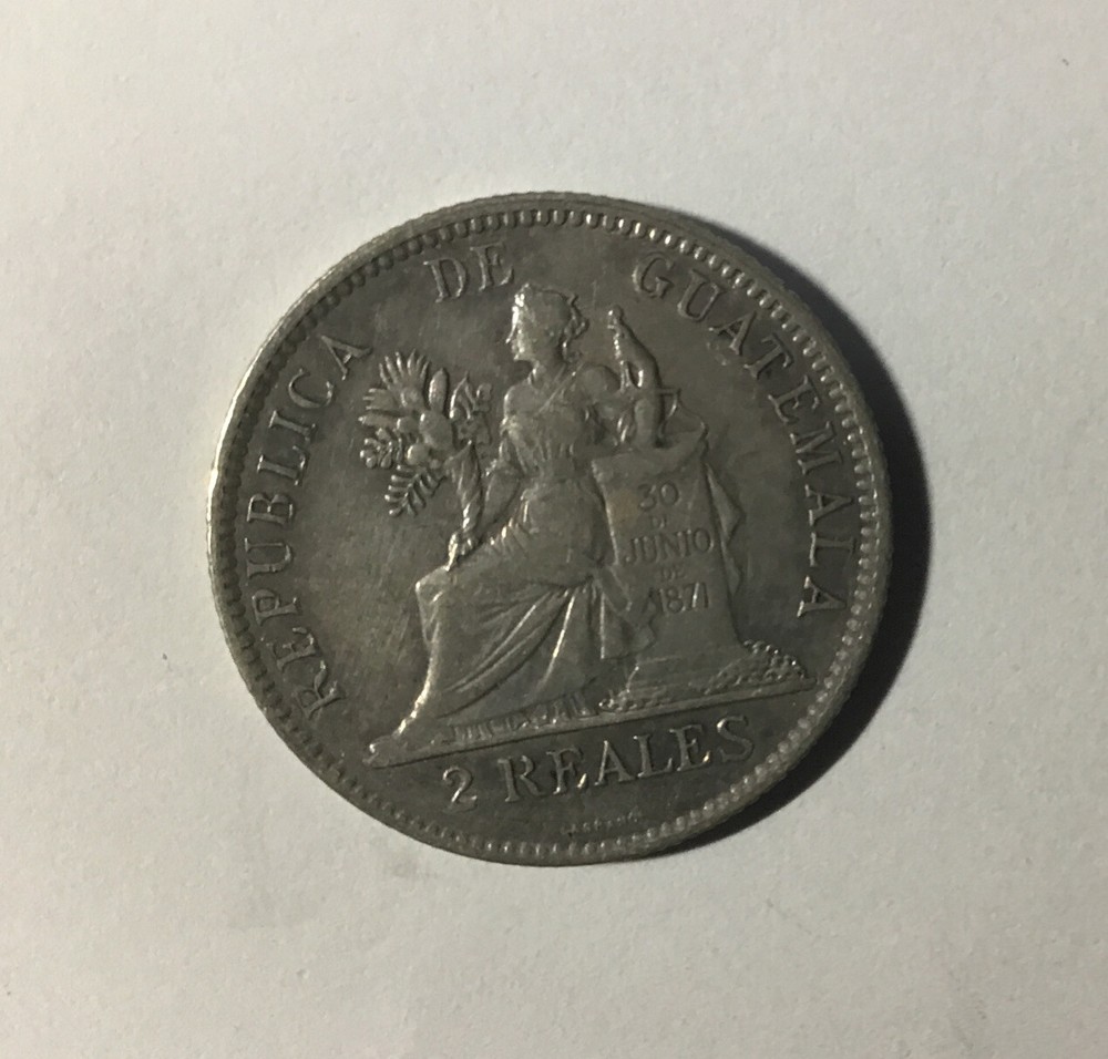 GUATEMALA 1898 2 Reales Silver XF-AU