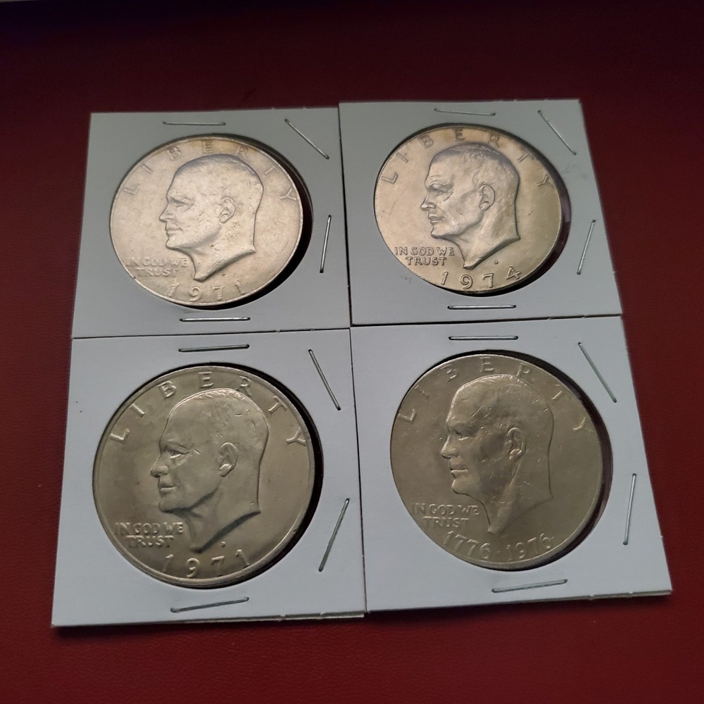 Lot Of 4 Eisenhower Ike One Dollar Coins ( RANDOM YEARS selection ) Random pulls