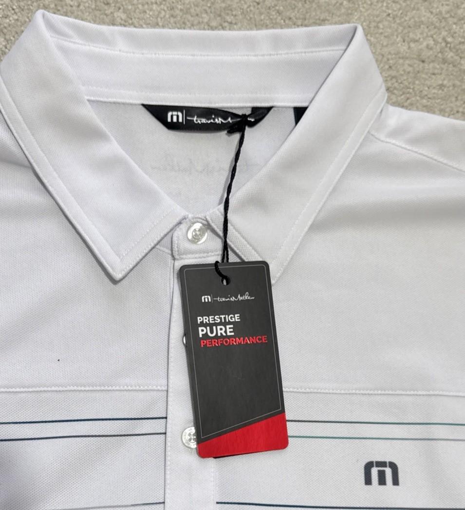Travis Mathew Polo Shirt Mens 2XL Prestige Pure Performance Properly Hydrate NWT