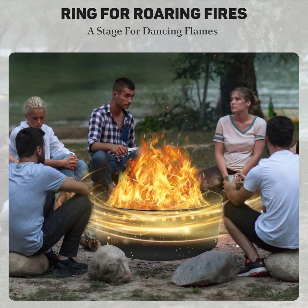FEBTECH 38" Smokeless Fire Ring for Outdoor Fire Pits