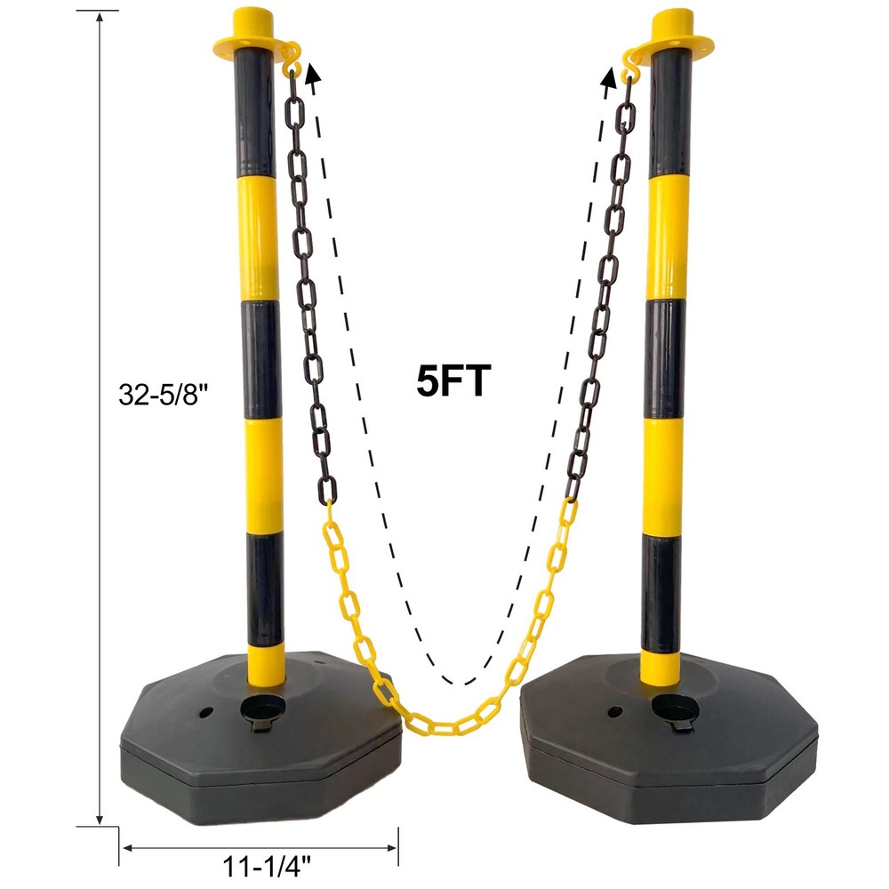 Traffic Delineator Cones 5Ft Chain Adjustable Barrier Crowd Control Y/B