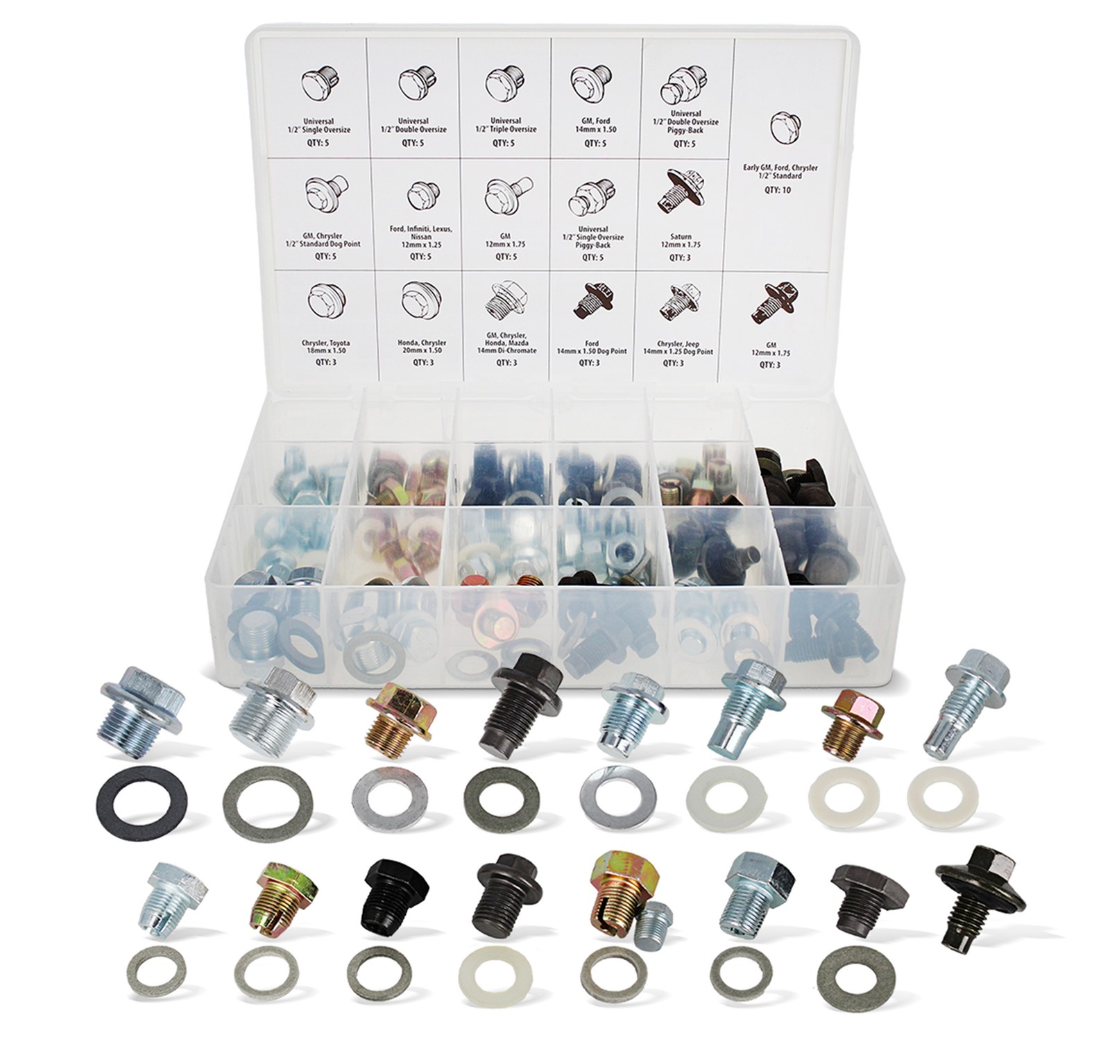 ABN Oil Drain Plug 76-Piece SAE & Metric Plugs & Washer Gasket Assortment Set