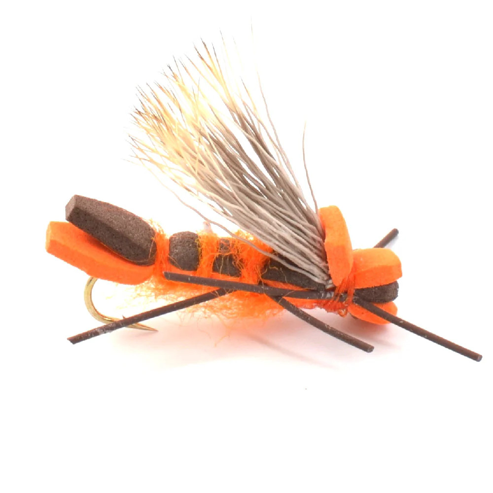 Orange Godzilla Hopper - Grasshopper or Salmonfly Fly Pattern - 6 Flies Size 10