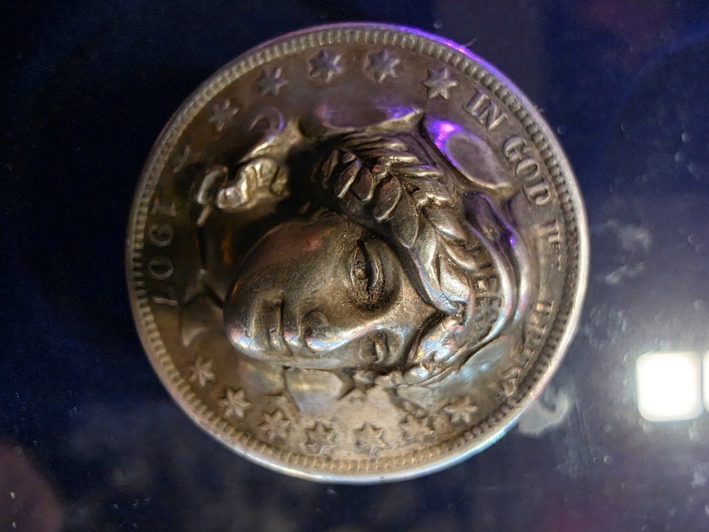 VERY RARE 1908 Barber Half Dollar Repousse' pin