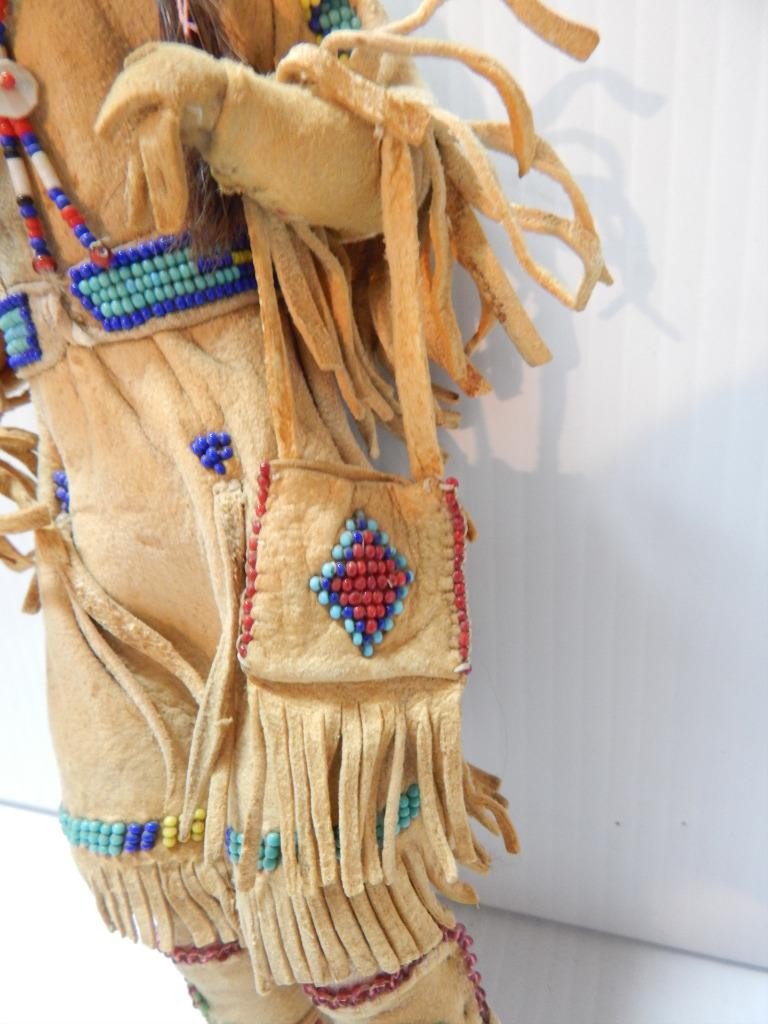 ANTIQUE VINTAGE PIKUNI BLACKFEET PLAINS INDIAN BEADED DOLL - LOTS OF DETAIL