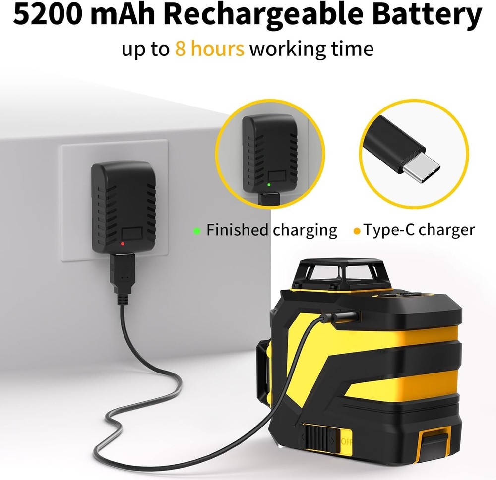 3x360° Laser Level with Remote Control - Precise Picture Hanging & Construction