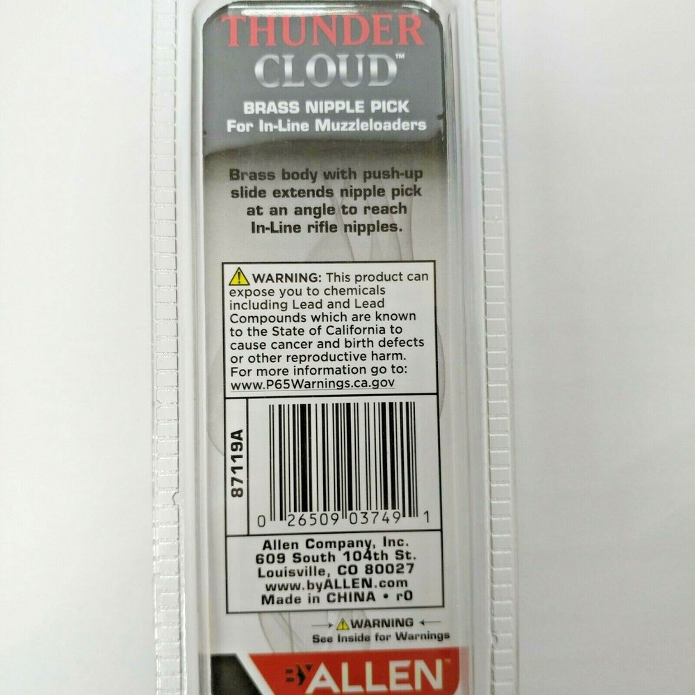 Brass Nipple Pick Tool Inline Muzzleloaders ThunderCloud™ Allen™ Deer Hunting