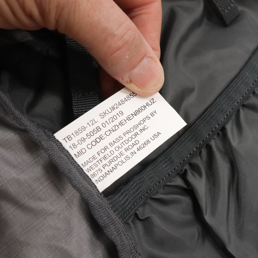 Ascend Backpack Water Resistant Hiking Light Pack Drawstring Folding Gray Nylon