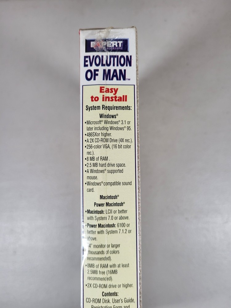 Evolution Of Man Expert Software CD-ROM Windows 95 New Sealed