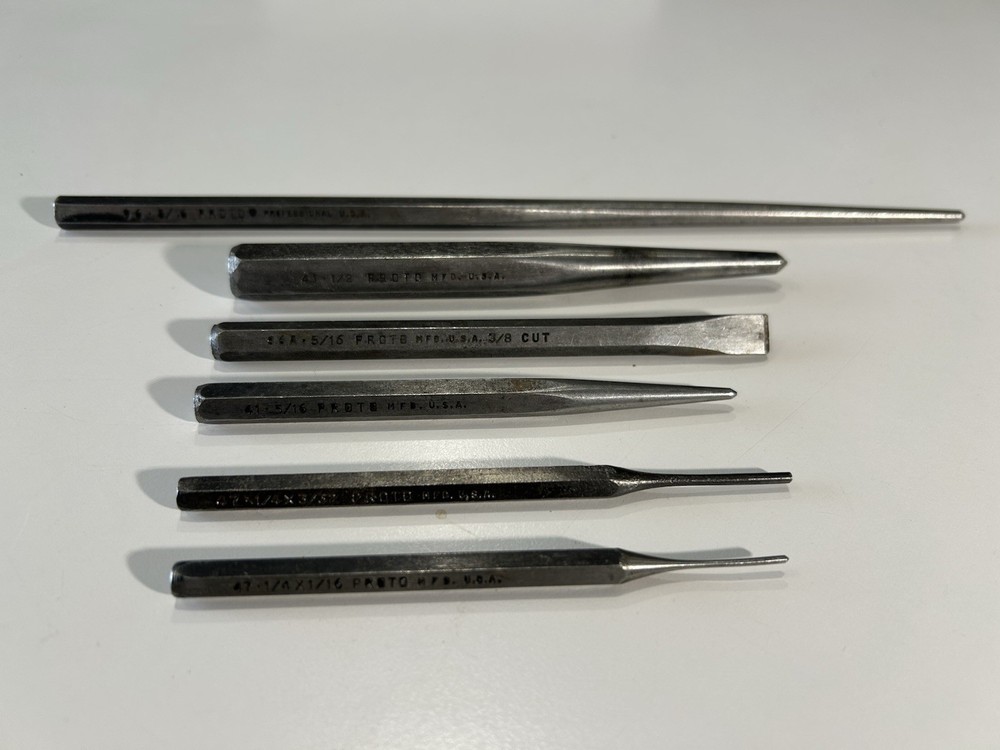 6 Used PROTO Punch And Chisel Tools USA
