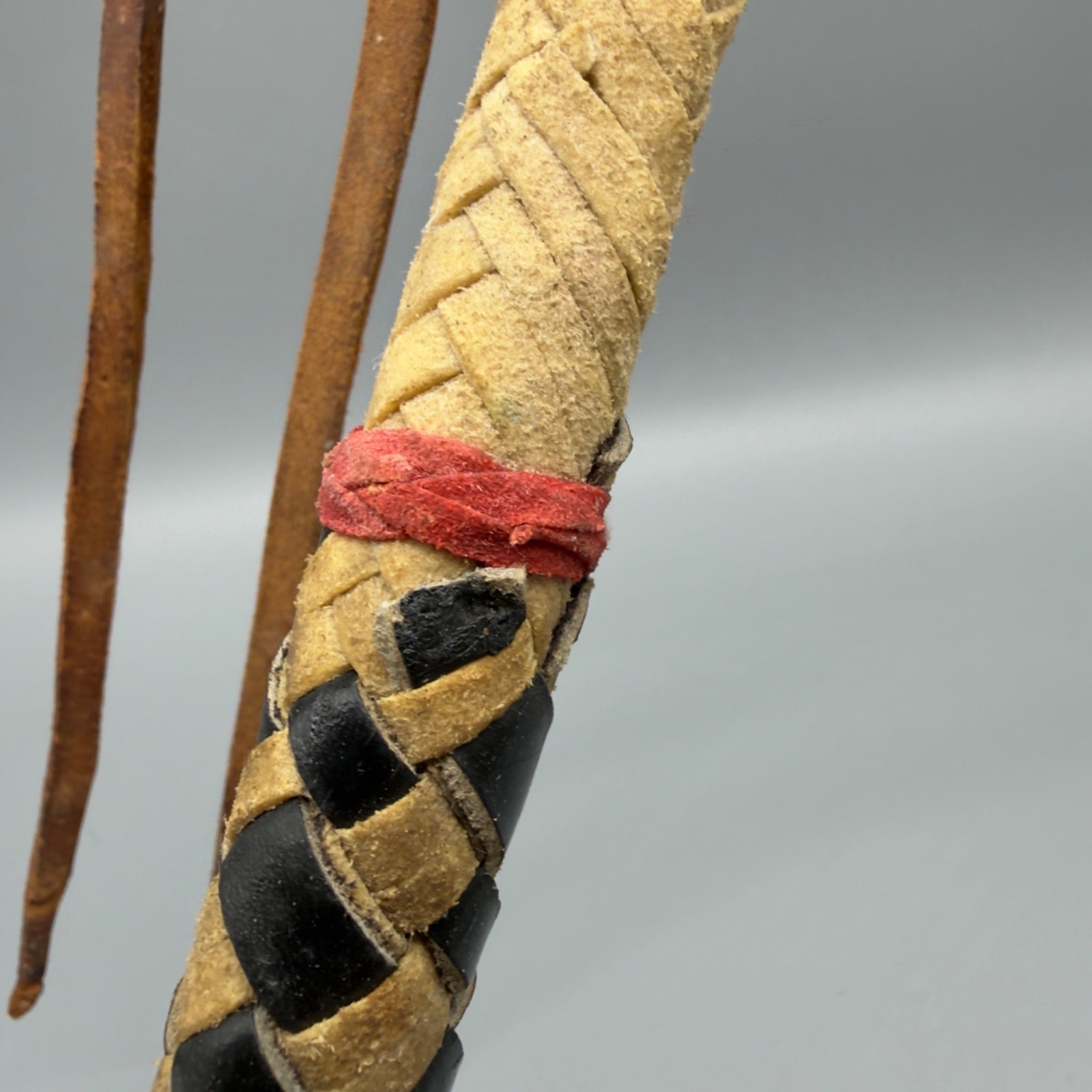 Vintage Western Leather Braided Horse Quirt Whip Cowboy Tack Rodeo Decor