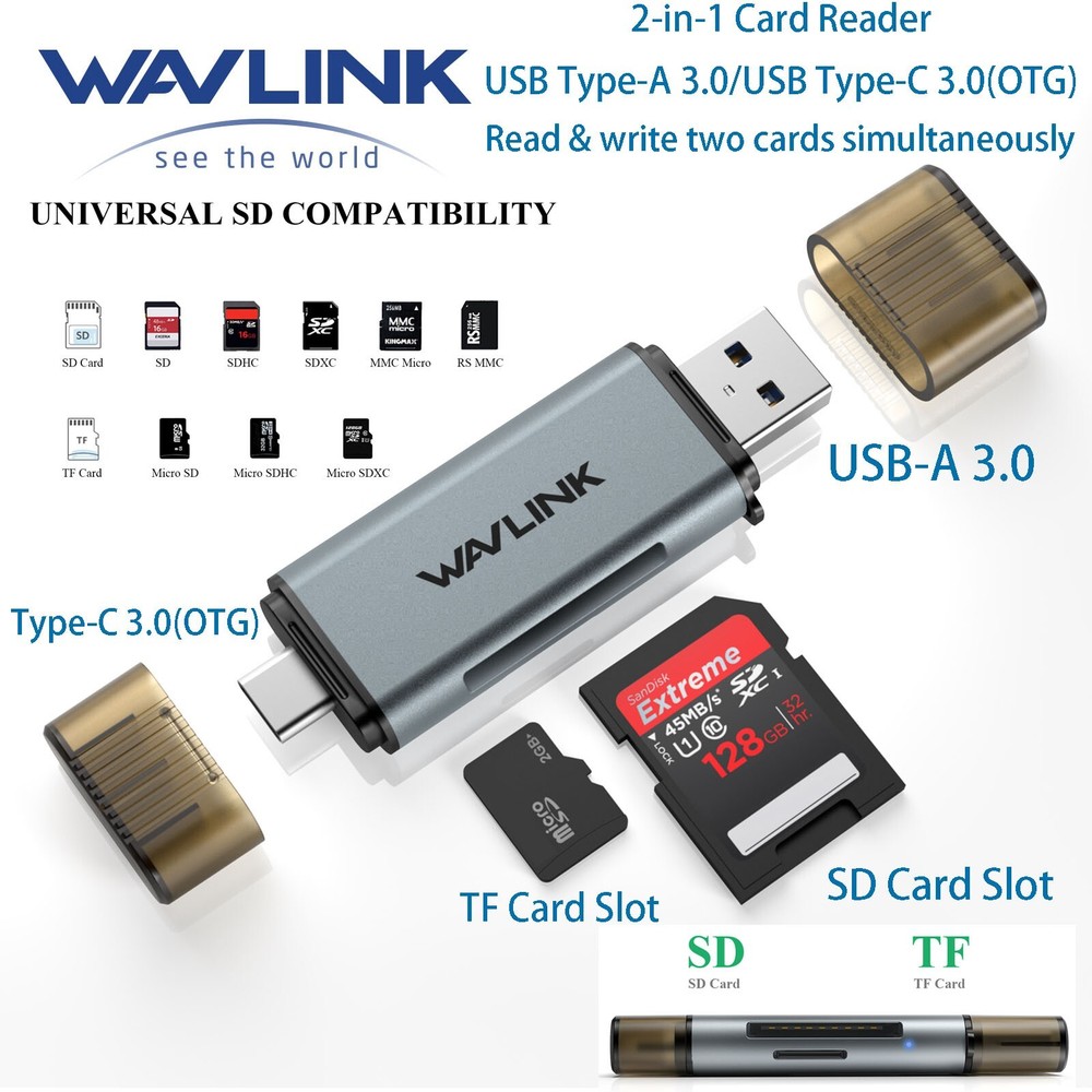 USB A USB C to TF SD Card Reader Writer OTG Adapter USB 3.0 Memory Card Reader