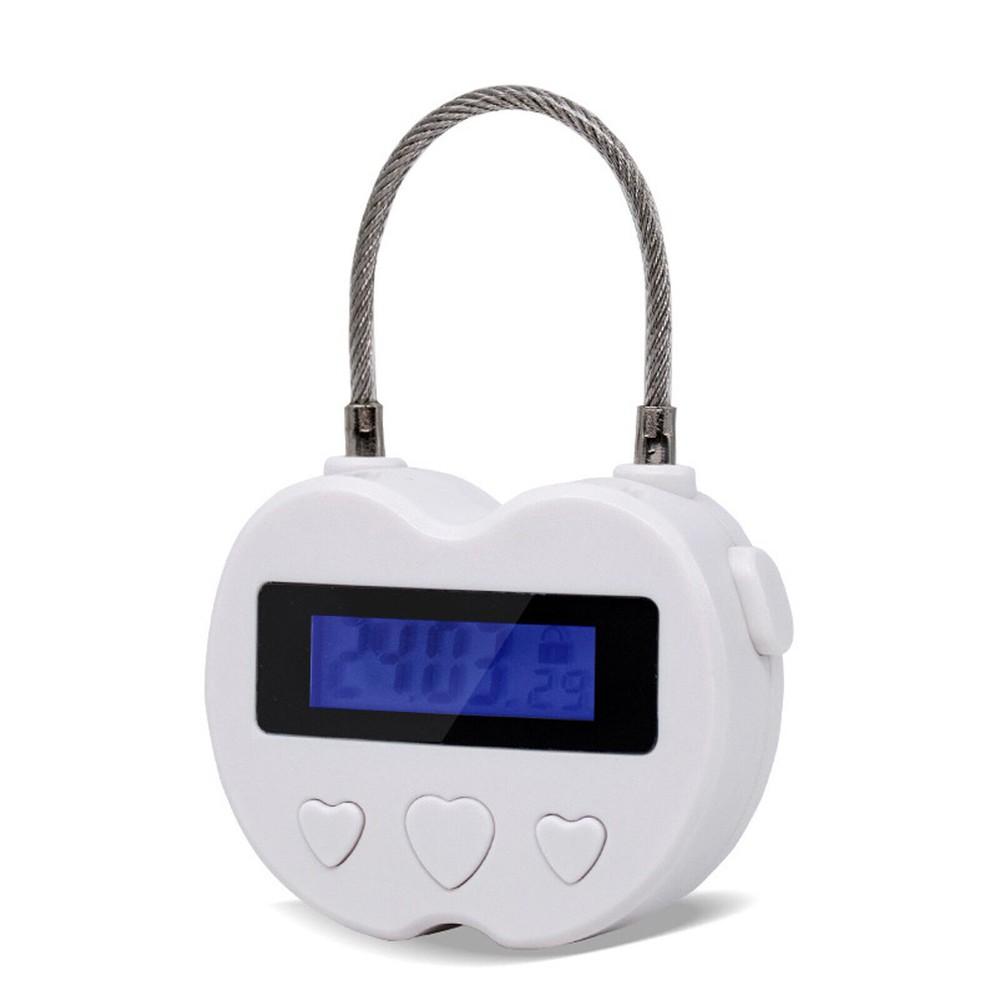 2x White USB Rechargeable Smart Time Lock LCD Display Temporary Timers Padlock