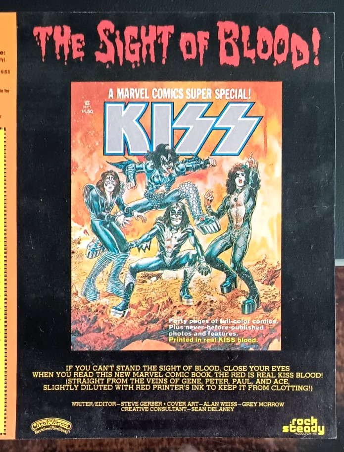 VINTAGE 1977 KISS ARMY LOVE GUN MERCHANDISE INSERT COMIC BOOK AD MAILER NM/Mint