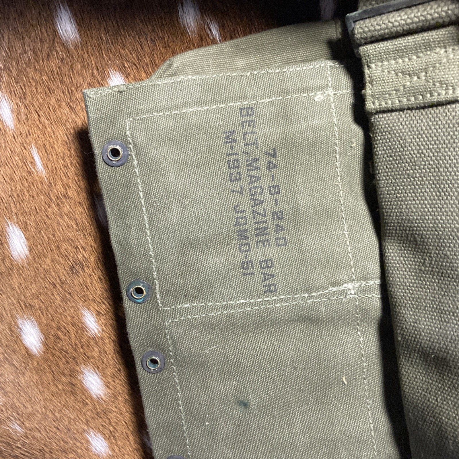 WWII Era US Army M1937 BAR Magazine Belt - Original Nice Condition JQMD-51