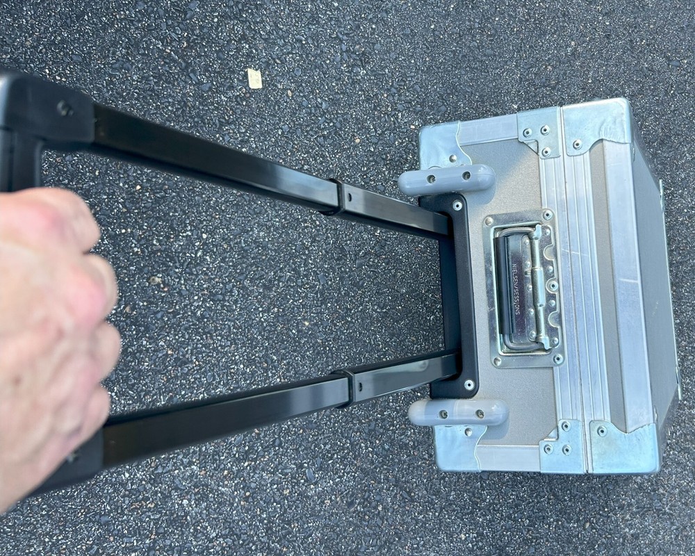 NEC Secure Rugged Aluminum Projector Case with Retractable Handle & Wheels