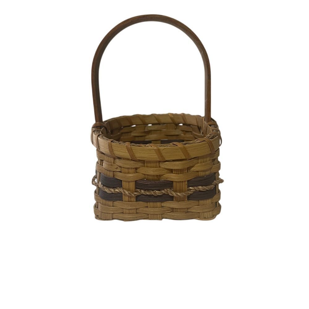 Handwoven Wicker Basket Small Cottage Decorative Storage Container w/ Handle
