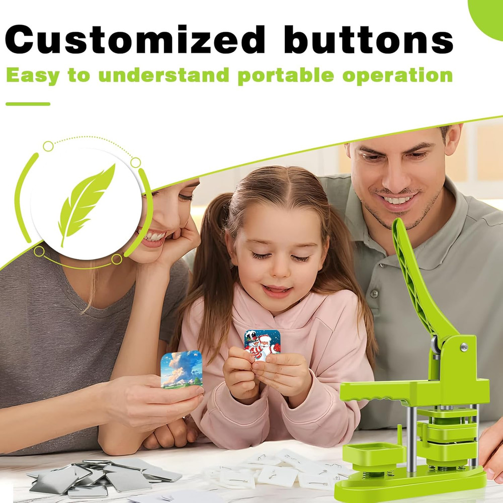 DIY Square Button Maker Kit with 100 Supplies - No Installation Needed!
