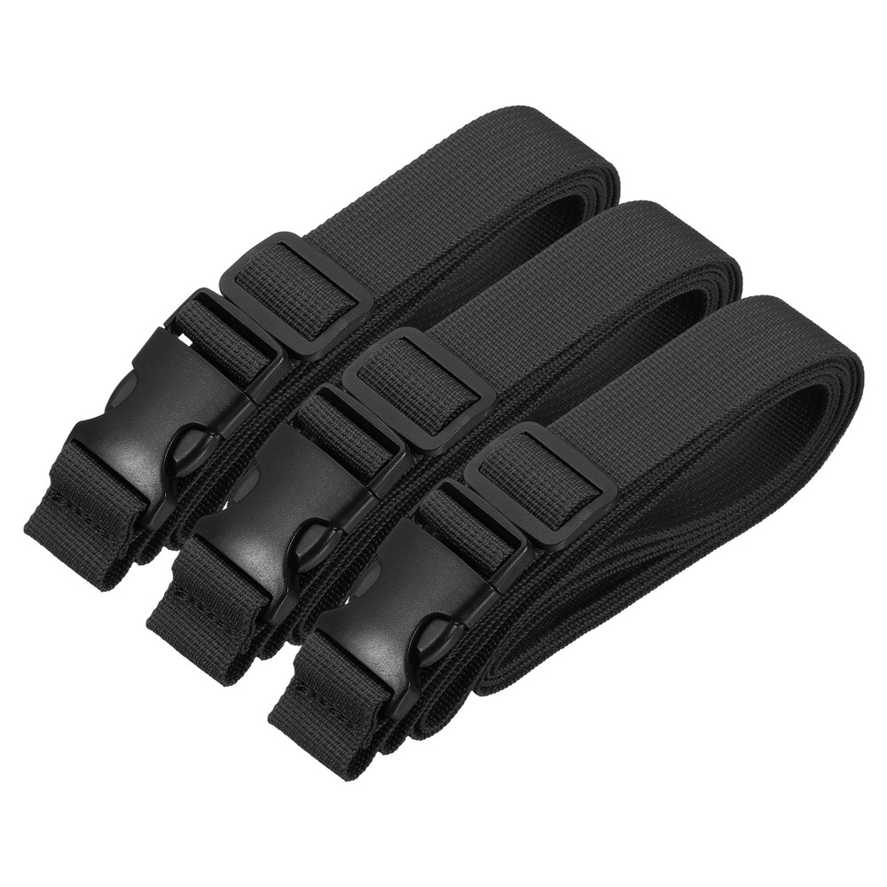 3pcs 1" x 8ft Utility Straps with Quick Release Buckle Adjustable, Black
