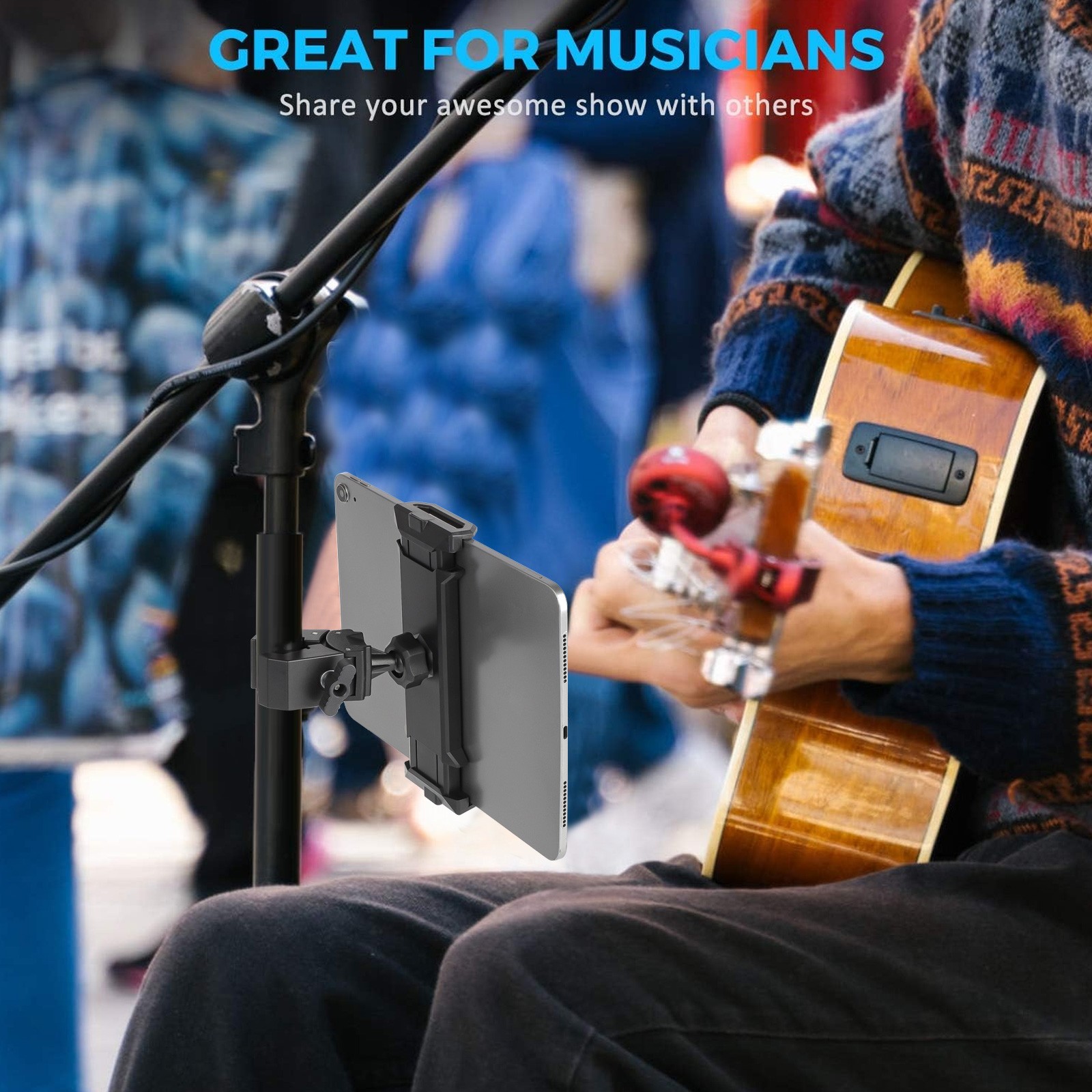 360° Rotatable Tablet Phone Mount Holder for Mic Stand Bike Treadmill Golf Cart