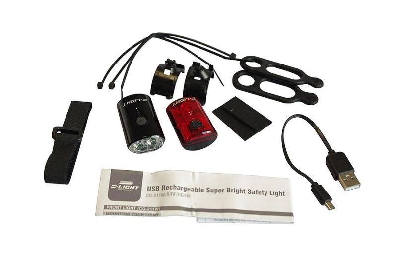 EyezOff USB Rechargeable LED Bicycle Lights Front/Rear Set