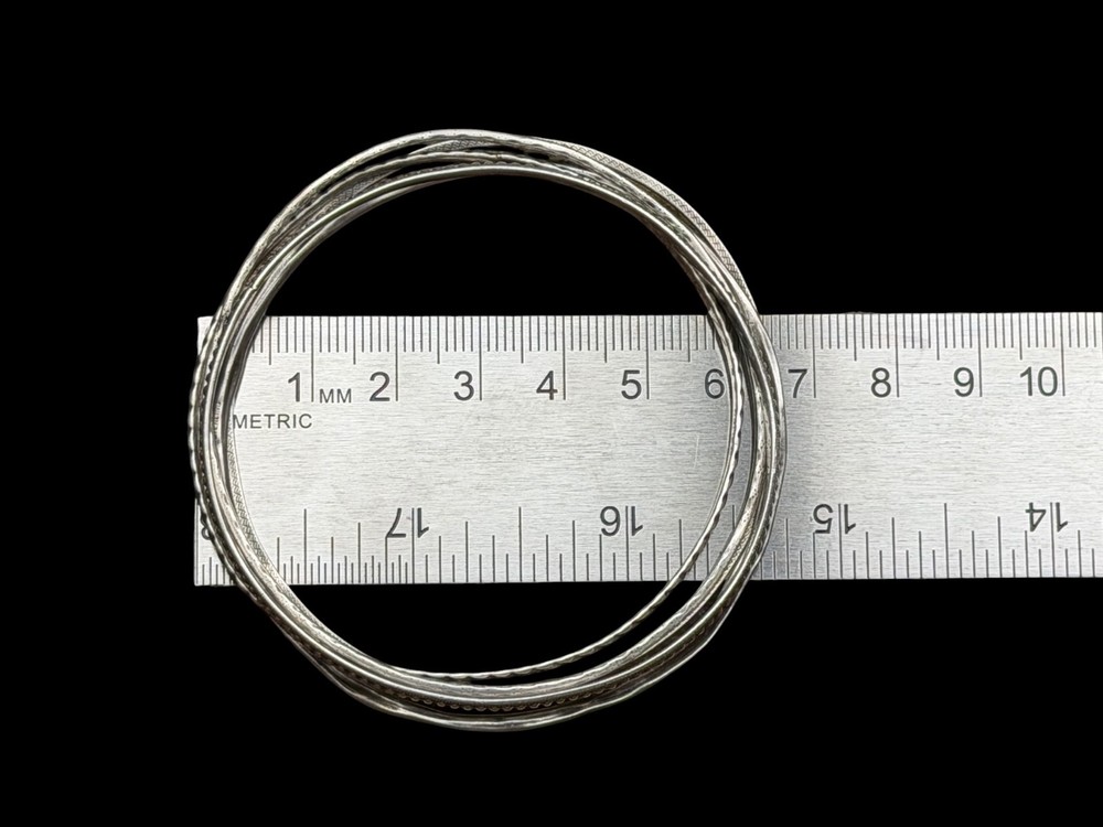 Vintage 925 Sterling Silver Stackable Bangle Bracelets Lot 5 Mixed Pattern 24g