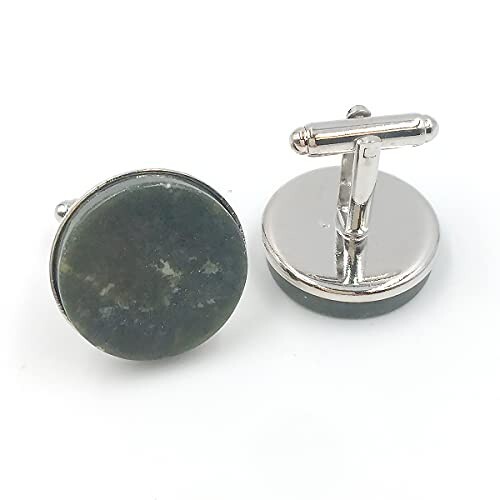Irish Connemara Marble Flat Cufflinks - Dark Colored Marble