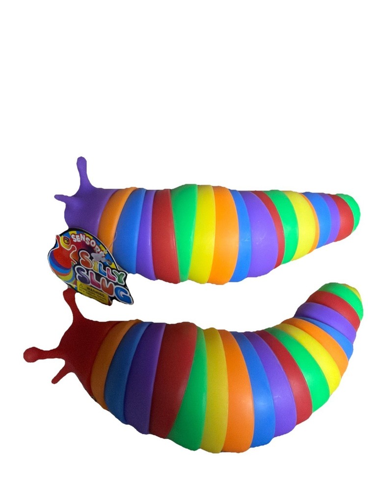 Autism Sensory Rainbow Fidget Slug Toy – Calming & Interactive Fidget -2 pack