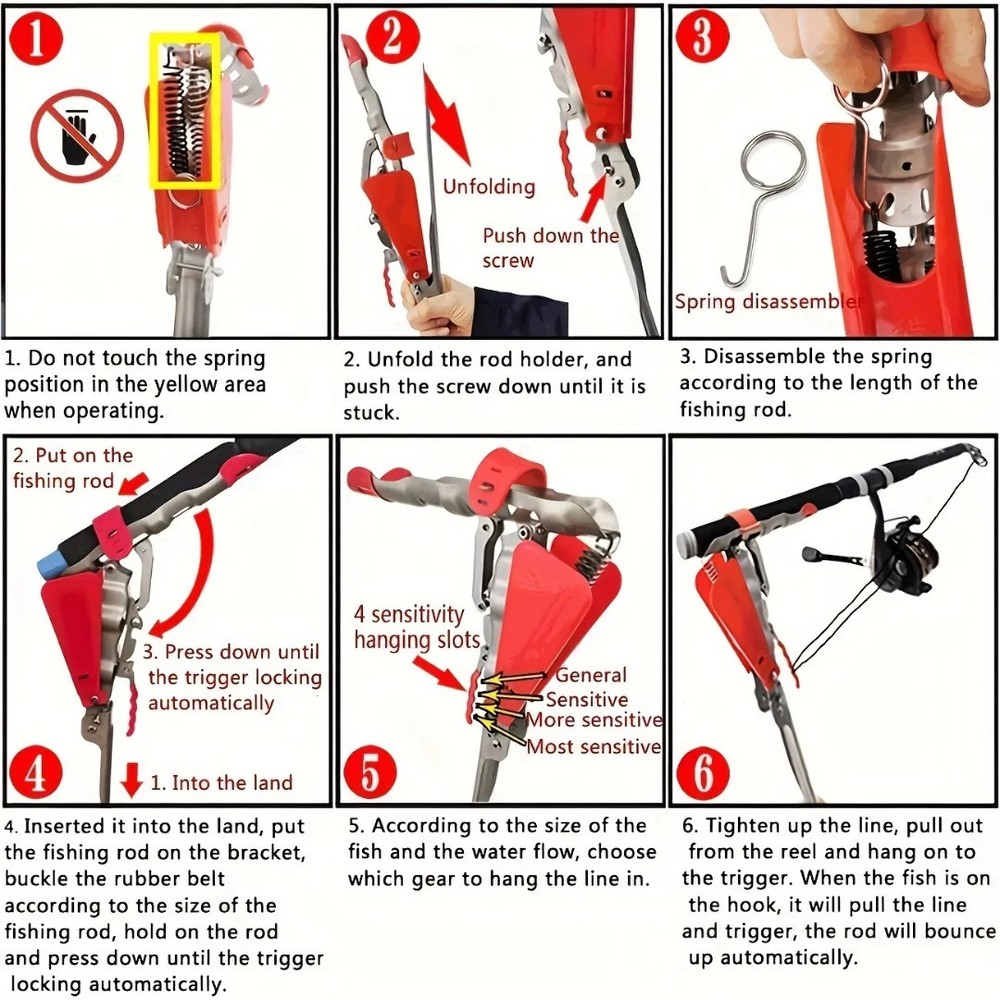 Automatic Fishing Rod Holder Spring Loaded Hook Setter Stand Ground Support