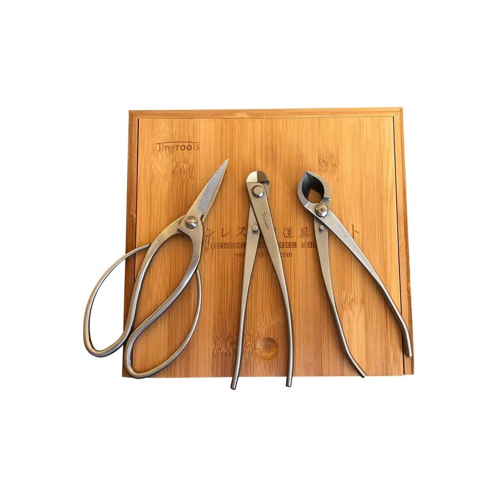 Tinyroots Bonsai Tool Kit 3pc - Set Includes: Traditional Butterfly Shaped Bo...