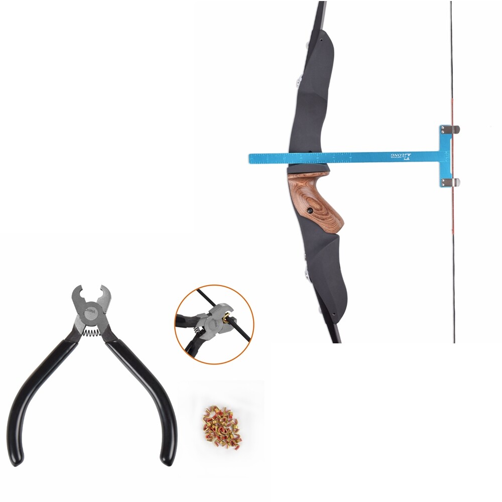 Archery Nock Pliers Set + 4 String Nocking Points + Bow T Square Blue