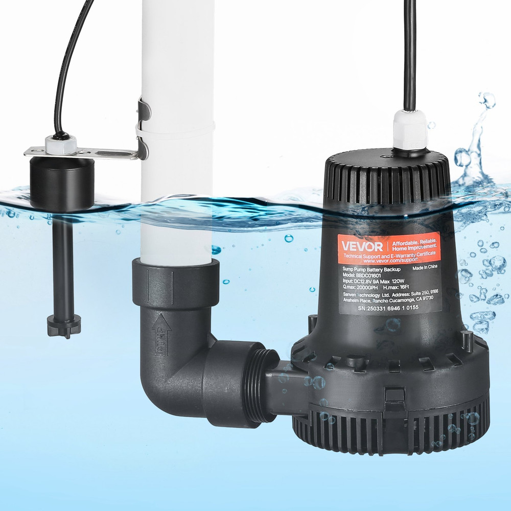 Basement Emergency Back-Up Sump Pump, Black