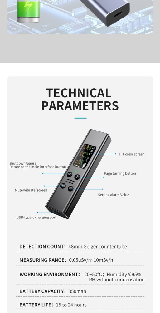 Handheld Mini Beta Gamma X Ray Data Geiger Counter Nuclear Radiation Detector