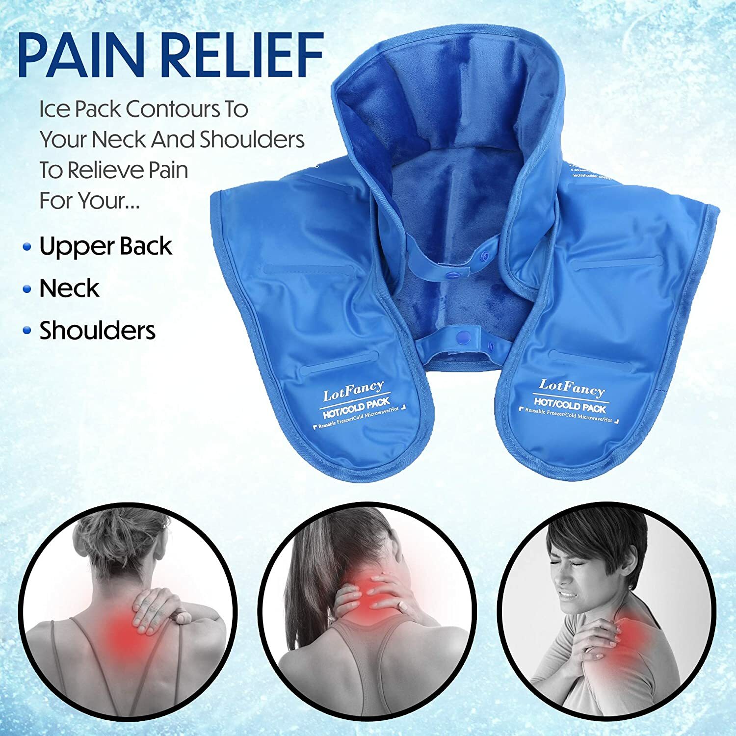 Gel Ice Pack for Neck Shoulder Pain Reusable Hot Cold Therapy Wrap for Swelling