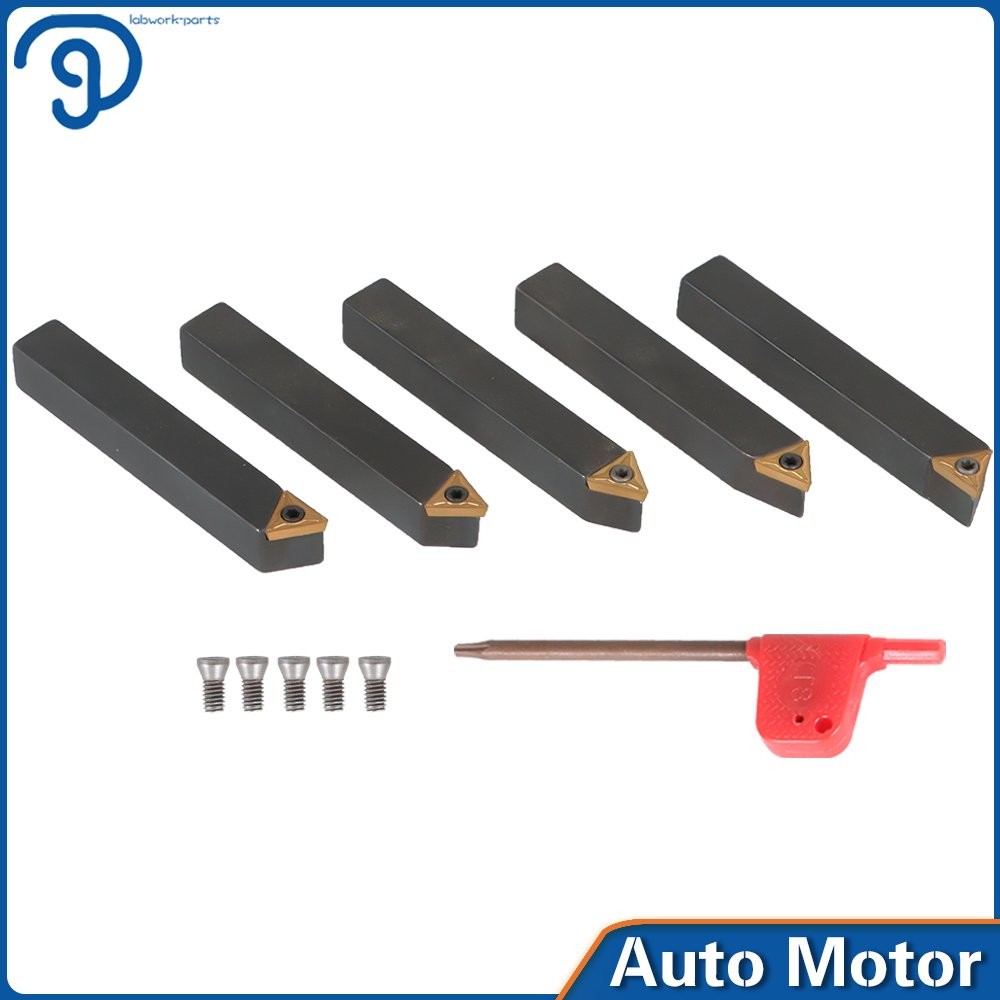 5 PACK New 3/8" Carbide Indexable Turning Tool Bit With Carbide Inserts