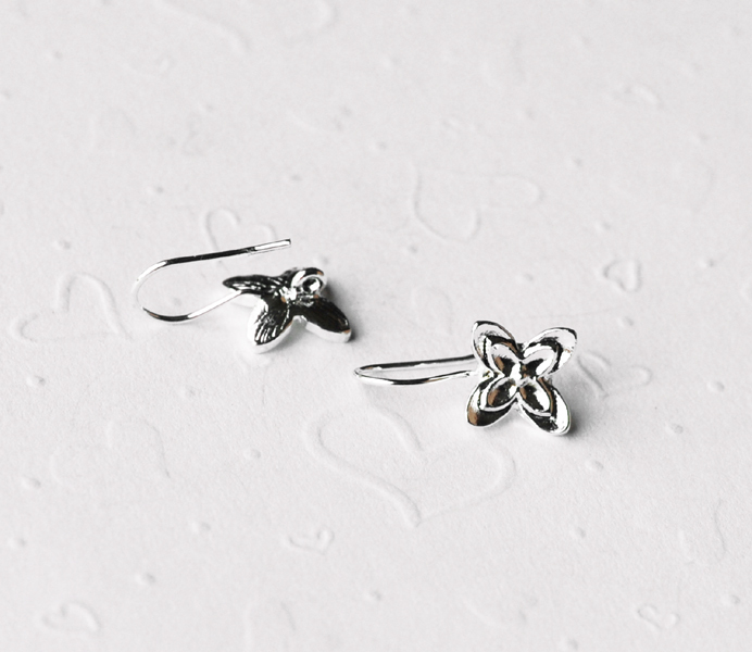 10 pcs Flower Silver Plated Earwire Fishhook with Closed Loop EF014