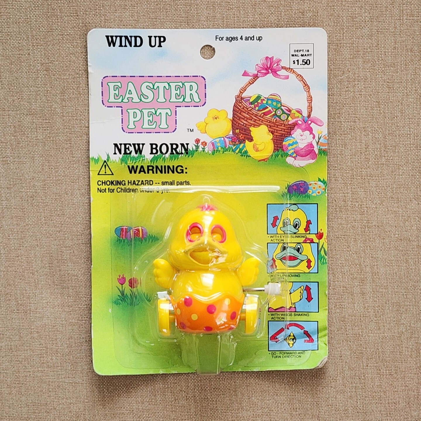 Vintage Wind Up EASTER PET New Born Chick Toy 1990s - NEW Unopened