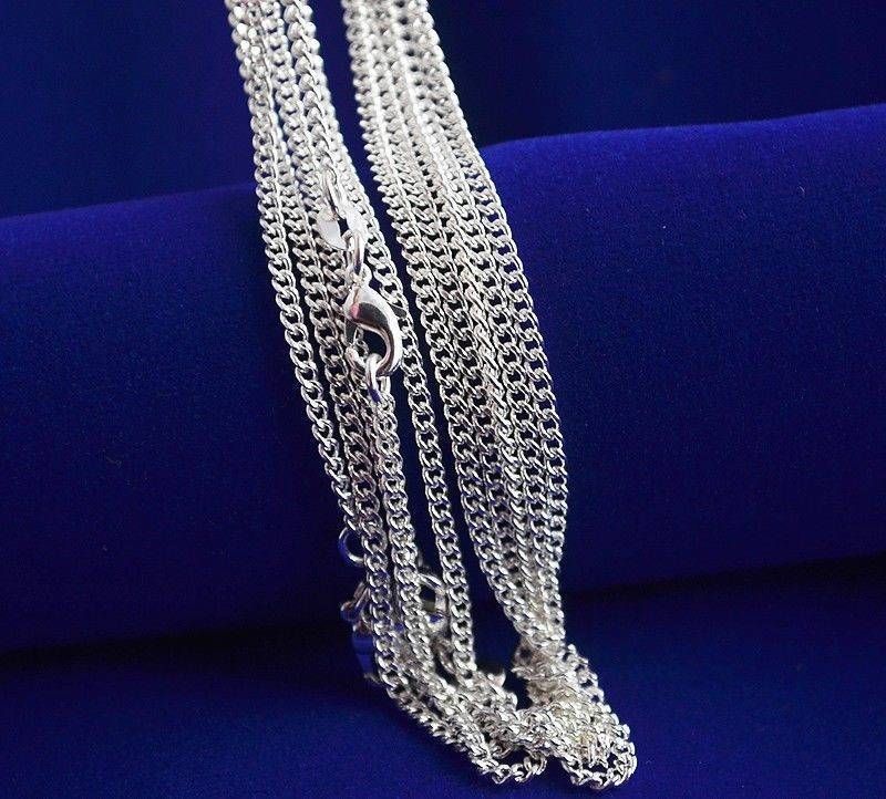 Wholesale 10pcs 925 Sterling Solid Silver Plated 2mm Curb Chain Necklace 16"-30"