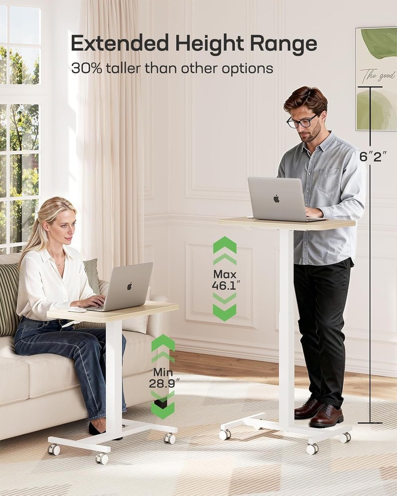 Mobile Standing Desk Wider Height Adjustable Computer Desk Rolling Sit Stand