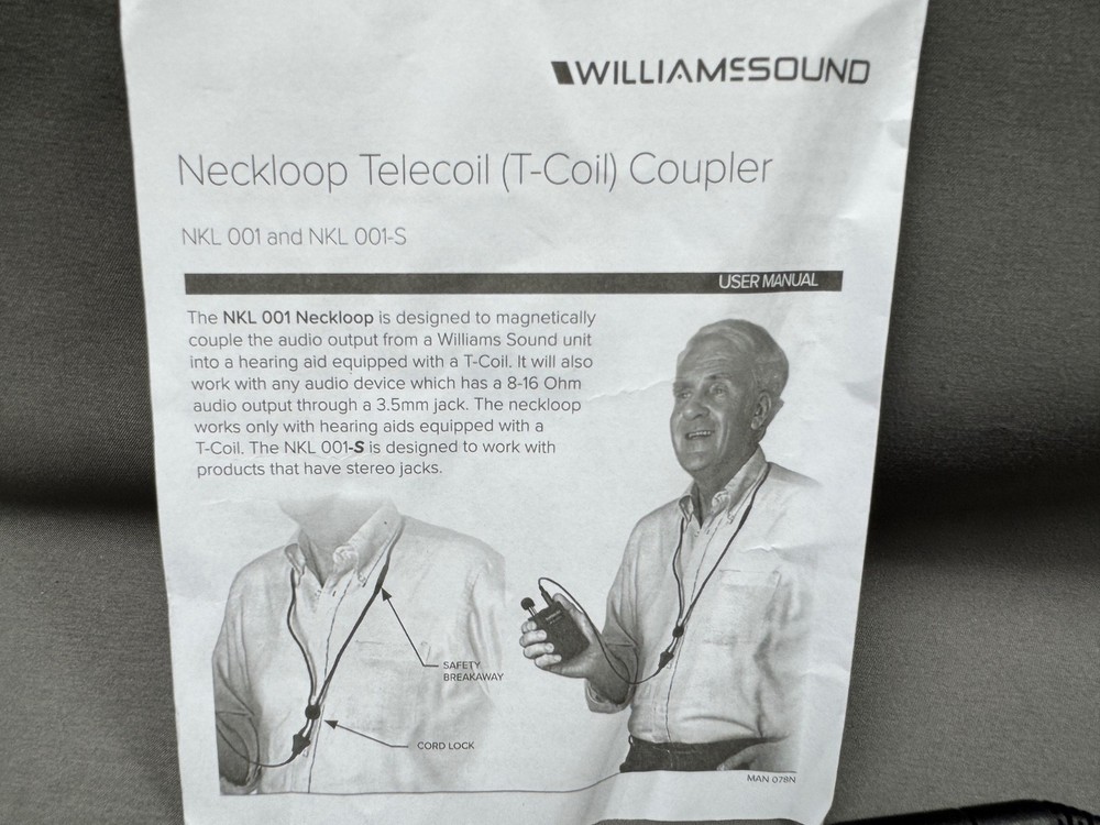 Williams NKL001 Neckloop Telecoil Coupler T-Coil / EUC