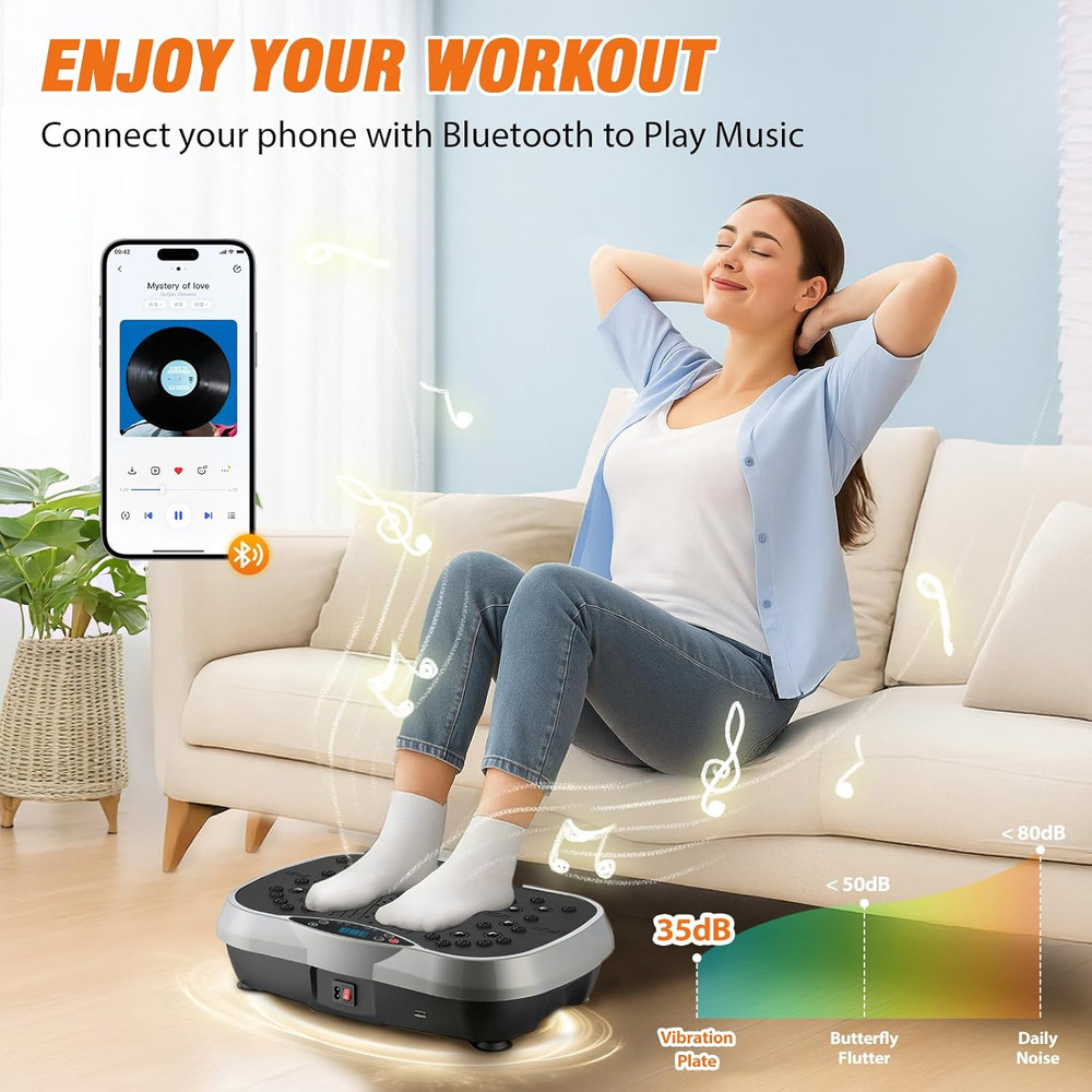 Vibration Plate Exercise Machine, 10 Preset Modes & 200-Level Vibration Platform