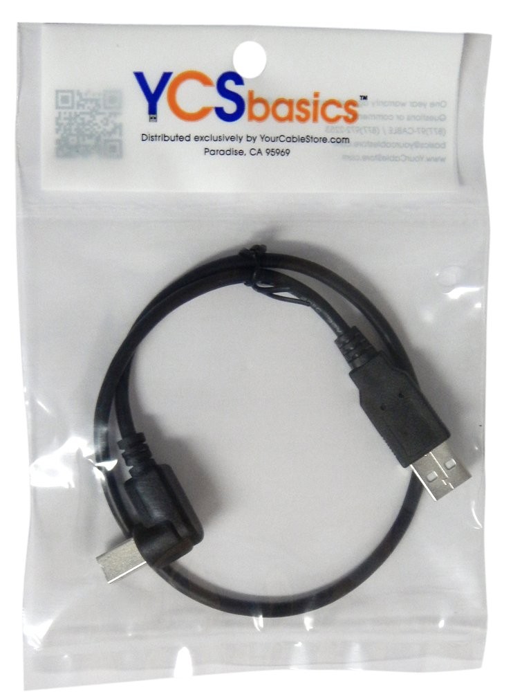 YCS basics 18 inch USB 2.0 Right Angle Printer/Scanner Cable 01.5 Ft, Black