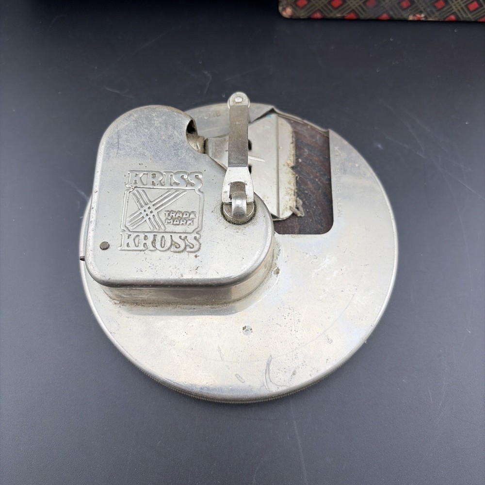 Vintage Chrome Kriss Kross Stropper Razor Blade Sharpener w/ Box & Instructions