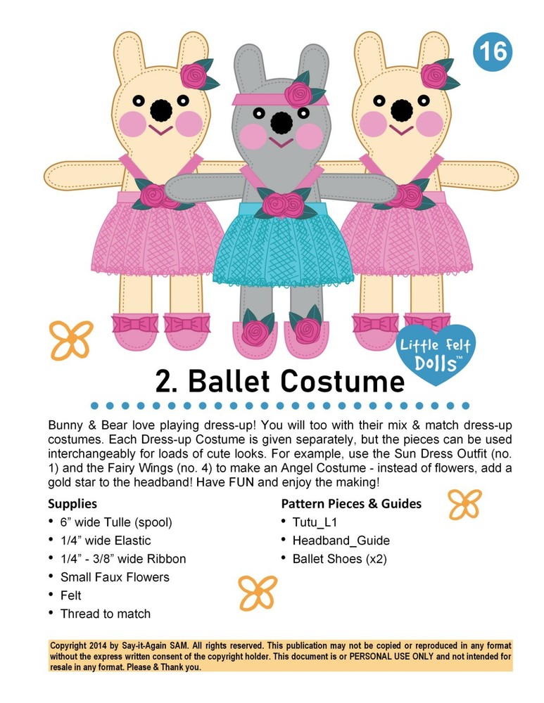 Bunny & Bear DOLL Pattern BOOK_Stuffed Doll - Animal + Doll Clothes Patterns_NEW